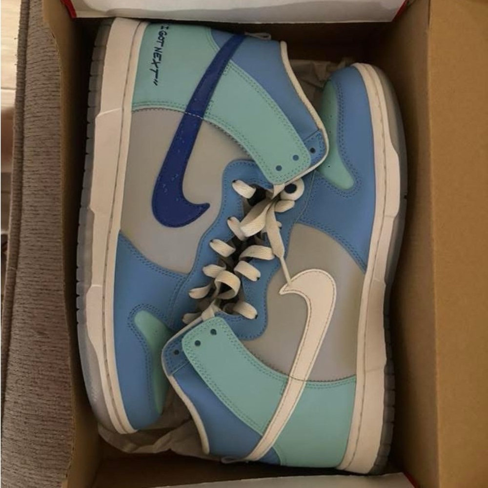 Nike Blue and White High-Top Sneakers